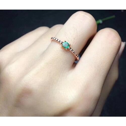 Classic simple small Natural green emerald Ring 925 Sterling Silver Natural Gemstone Ring Womens party fine gift Ring Jewelry