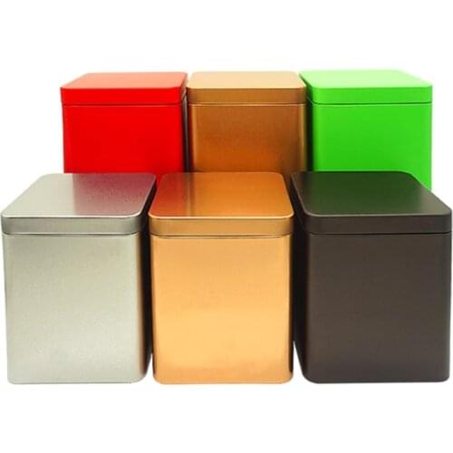 1pcs 8*8*11cm Tea Cans Square Metal Packaging Storage Box Case Small Tin Jars Food Chocolate Candy Sealed Boxes Party Gift Box