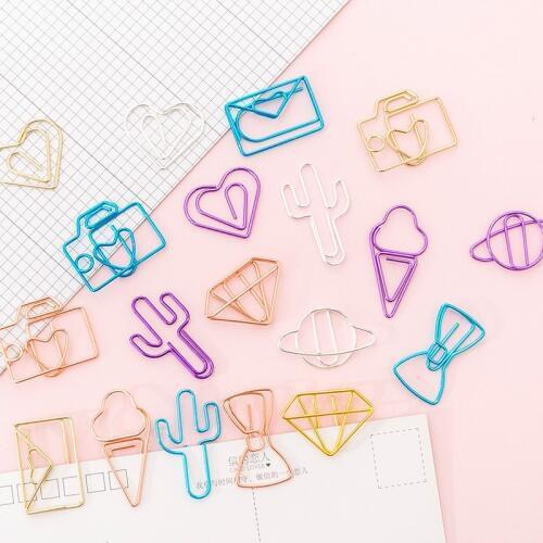 10 piezas de dibujos animados de lytww Color caramelo creativo Metal oficina escuela suministros lindo papel Clips regalo