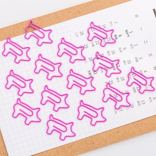 100pcs Cartoon pink piggy metal special-shaped paper clip Animal Cartoon Pig Metal Clip Bookmark Binder Decorative free shipping