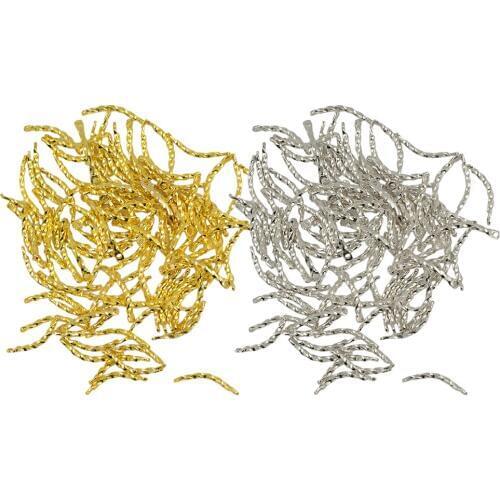 200Pcs Brass Curved Twist Bar Connector Jewelry Making Findings White K&Gold