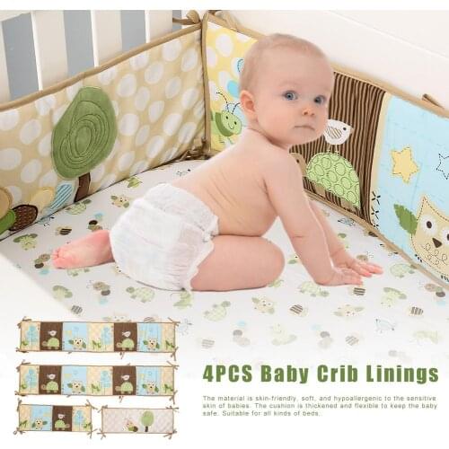 4 Pieces Baby Crib Linings Baby Bed Bumpers Crib Protector Surrounding Crib Bumpers Baby Bed Circumference Kids Room Decor