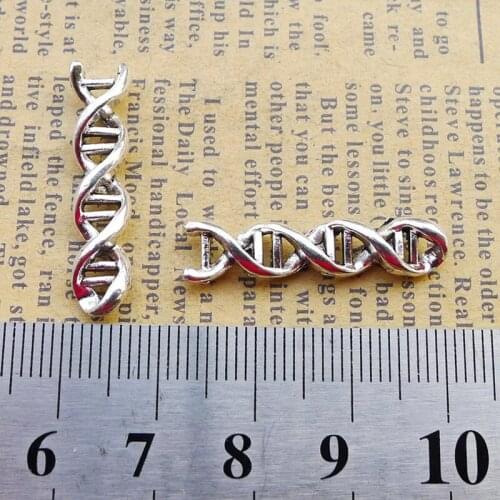 8pcs 7x28mm DNA Strand Charms Antique Silver Color Tone Metal Alloy Connector Pendant Accessories DIY Handmade Jewelry Crafts