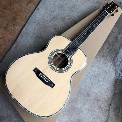 OM42 acoustic guitar OM-42 acoustic electric guitar OM body solid top guitar real abalone binding snow flake inlays