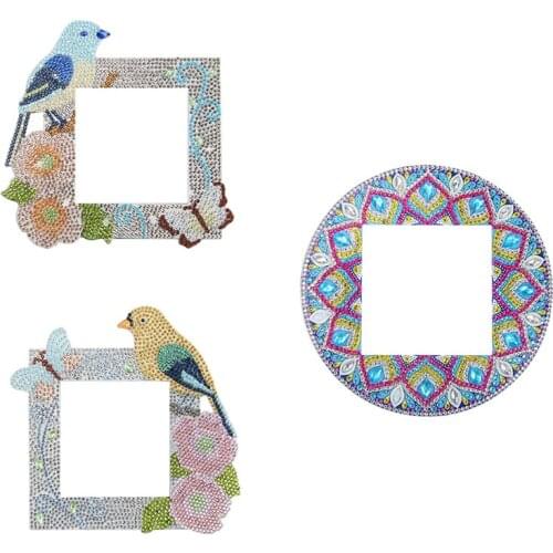 DIY Diamond Painting Stickers Diamond Painting Switch Round Stickers Bedroom Wall Decals Fashion Cute Animal Bird Switch Sticker