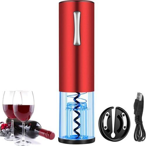 Automatic Cordless Bottle Opener USB Rechargeable Stainless Steel Electric Red Wine Opener Foil Cutter Kit Kitchen Accessories
