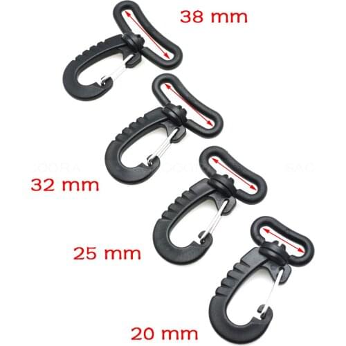 Black Color Plastic Swivel Snap Hook for Keychain Backpack Buckle Belt Strap Outdoor sports bag accessories