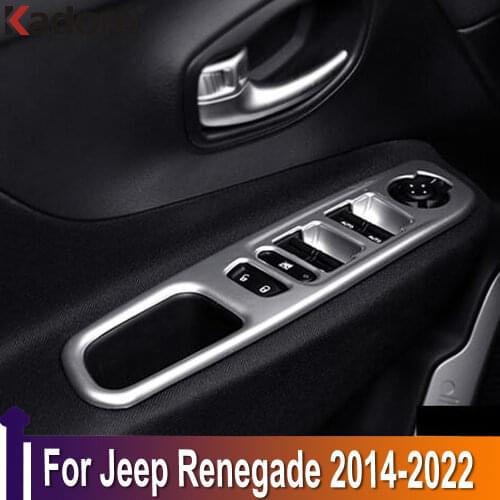 For Jeep Renegade 2014-2017 2018 2019 ABS Matte Window Switch Armrest Cover Frame Panel Interior Door Arm Rest Handhold Trim