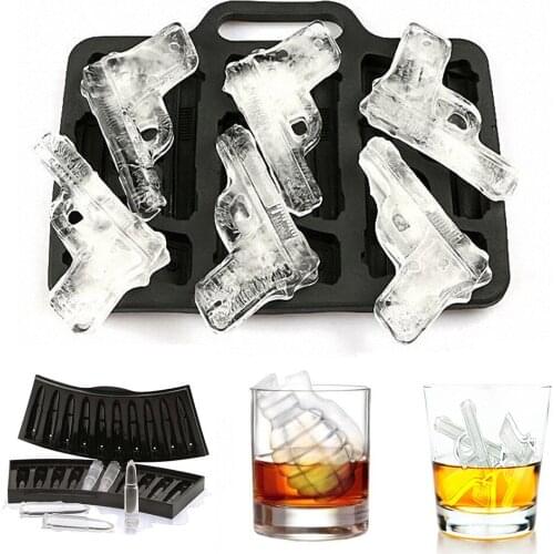 Ice Cube Maker DIY Creative Gun Bullet Skull Shape Tray Chocolate Mold Home Bar Party Cool Whiskey Wine Ice Cream Bar Tool