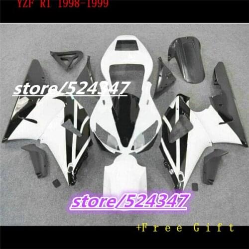 B plastic fairings set for 1998 1999 YZF-R1 black white body kits YZF R1 98 99 fairing kit Motorcycle Accessories & Parts