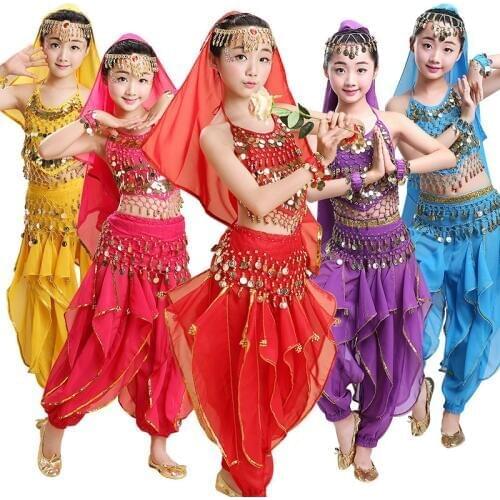 Girls Belly Dance Costumes Kids Belly Dancing Indian Costumes Children Practice Performance Clothes Belly Dance Pants DN1112