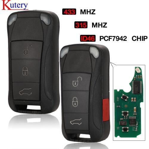 Kutery 3Buttons 433Mhz 4Buttons 315Mhz Flip Remote Car Key Fob PCF7942 For Porsche Cayenne Fob Control