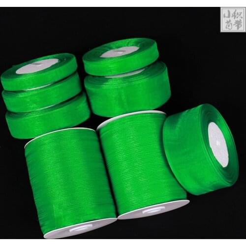 50yards/roll (12-50mm) Organza Chiffon Ribbon Handicrafts Fabric Ribbon Green DIY Sewing Skirt Accessories Decorations 1pc