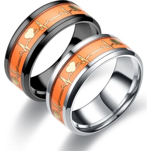 Personality luminous fashion heartbeat ring male fluorescent ring