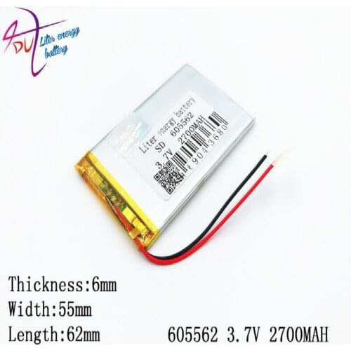 Best Battery Brand 3.7v 2700mah 605562 Lithium Polymer Battery With Board For Mp4 Mp5 Gps Digital Products