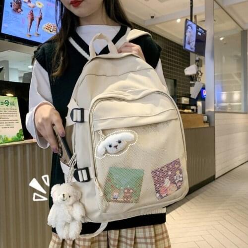 Preppy Style Fashion Backpack Female Solid Color School Bags For Teenage Girls Cute Travel Backbag Lovely Women Backpack