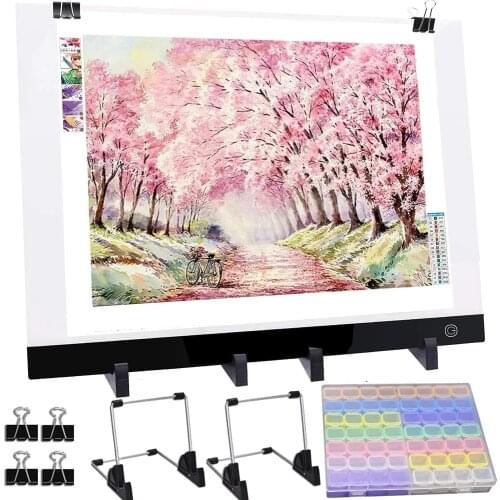 A3 47X34CM Size Three Level Dimmable Led Light Pad Set With 56 Grids Storage Box And Stand And Clips For 5D DIY Diamond Painting