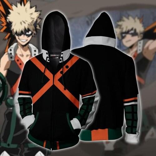 New My Hero Academia Bakugou Katsuki Hoodies Jackets Cosplay 3D printed My Hero Academia Izuku Hoodies Sweatshirts