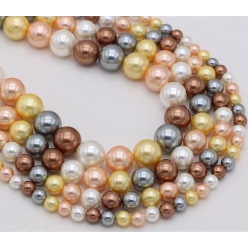 New Style Section Shell Bead Mix-Color Round Loose Beads Charms For Jewelry Making DIY Necklace Bracelet Earrings Ring Accessory