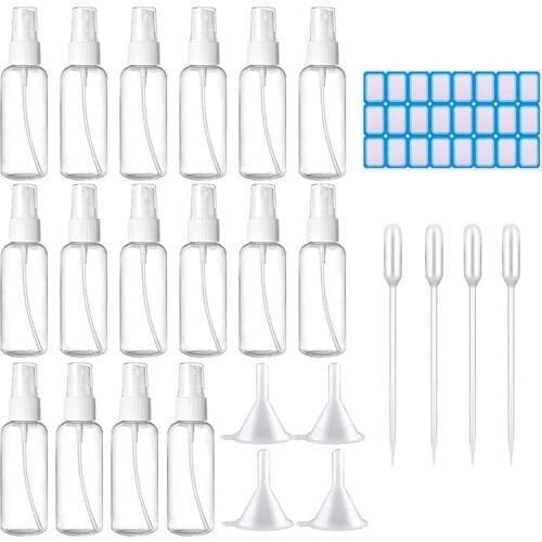 Portable 60ml 16pcs Empty Spray Bottle Perfumes Clear Bottles with Funnels