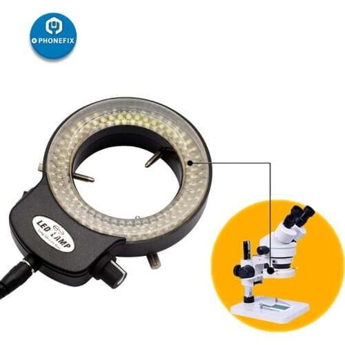 144 LED Adjustable Microscope ring light For Microscope Light Source Ring Illuminator Lamp 110V-240V AC Power Magnifier Adapter