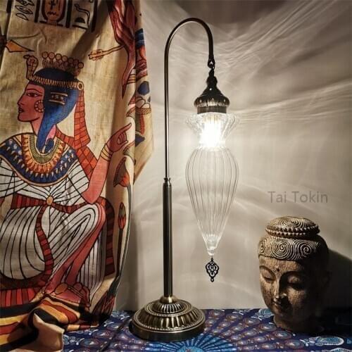 Retro desk lamp in the Middle East cafe features restaurants, hotel clothing store gift manual hollow glass lamp