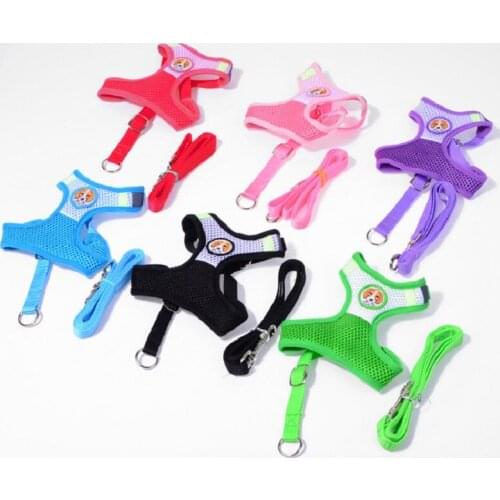 Dog Supplies Mesh Reflective Breathable Harness Leash Harness Vest Luxury Traction Chest Back Small Dogs Clothes Pet Accessories