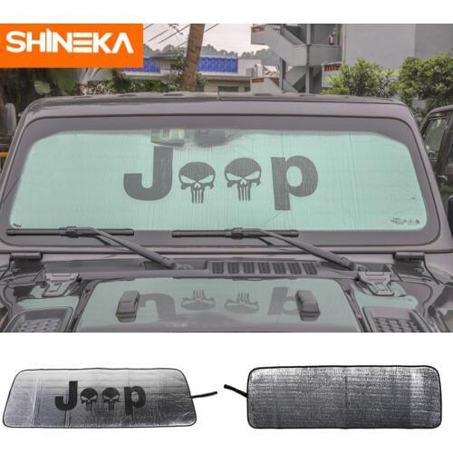 SHINEKA Windshield Sunshades for Jeep Wrangler JL 2018+ Skull Logo Windscreen Cover For Jeep Wrangler JL Accessories