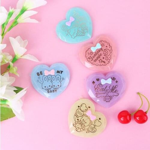 Folding Hair Brush With Mirror Compact Pocket Size Travel Comb Heart Shaped Gift