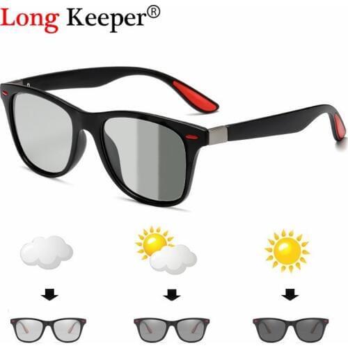 Men Women Photochromic Polarized Sunglasses Classic Rivet Chameleon Discoloration Glasses Change Color Sun Glasses Male Goggles