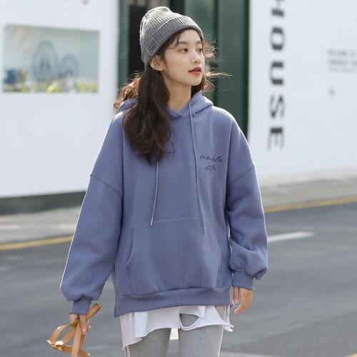 Casual Women Hooded Fleece Sweatshirts Hoodies Long Sleeve Autumn Winter Female Hoodies Fashion Loose Ladies Pullover Tops