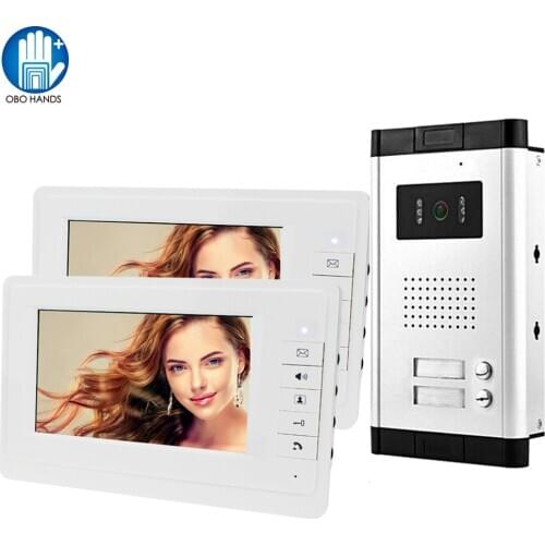 2/3/4 Apartments Wired Video Intercom System Video Door Bell for Home 7 Inch Color Video Door Phone Kit IR Night Vision Camera