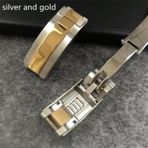 High Quality 316L Stainless Steel OysterLock Buckle 16mm Silver Gold Solid Screw Glidelock For Daytona Submariner GMT Strap Logo
