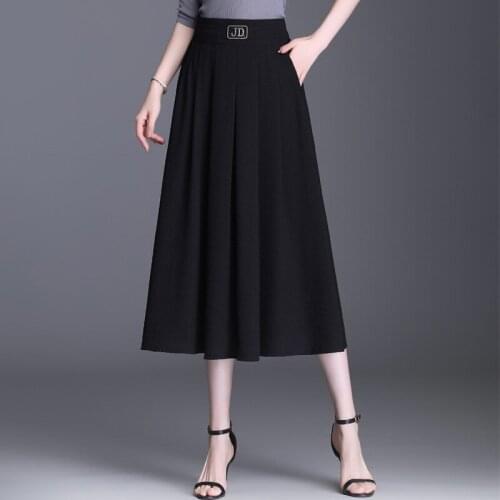Half-length Skirts Women Spring & Autumn Long Skirt High Waist A-line Plus Size Over The Knee Large Swing Umbrella Skirt BSQ446