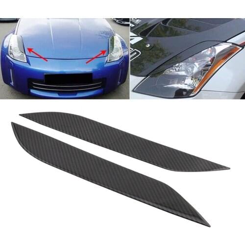 1 Pair Car Carbon Fiber Headlight Eyebrow Eyelid Cover Decals for Nissan 350z 03-09 Car Exterior Decoration Stickers