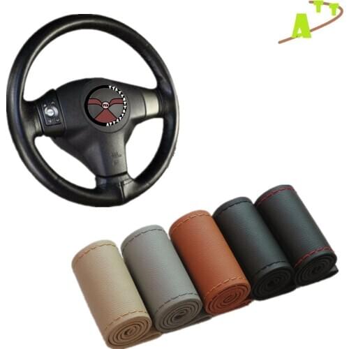 100% New Steering Wheel 38cm Car Steering Wheel Cover With Needle and Thread Artificial Leather Diameter 38cm Steering Cover DIY