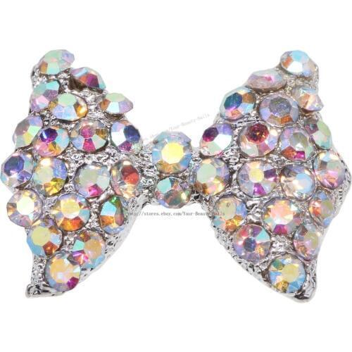 100 pcs DIY 3D Alloy Rhinestone bow tie Nail Art tip Glitter Decoration 0142602