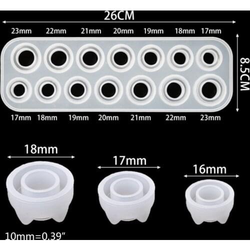 17 Cavities Rings Epoxy Resin Mold DIY Necklace Pendant Earrings Silicone Mould Wholesale