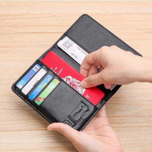 2021 Anti RFID Blocking Leather Passport Cover Card Case Wallet with Elastic Band passport wallet