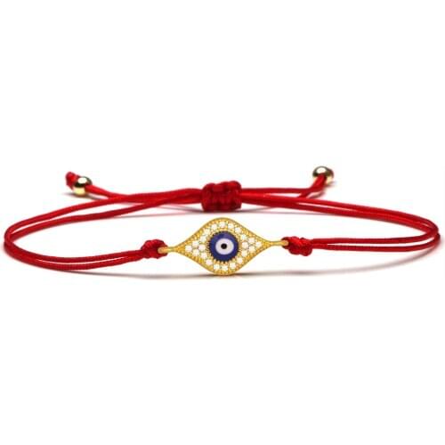AAA Cubic Zirconia Stones Blue Evil Eye Bracelet Women 2021 Copper CZ Red String Daily Applicable Fashion Cute Lucky Jewelry Her