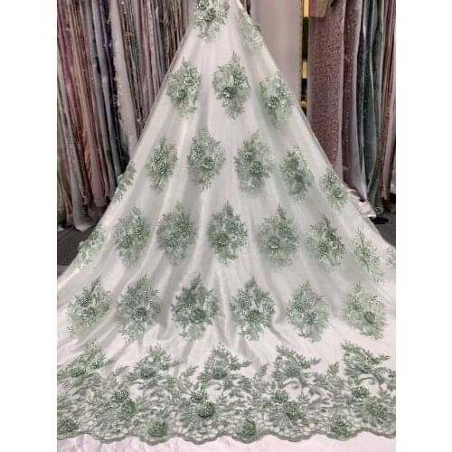 African Lace Fabric 5 Yards L-4188811 High Quality Embroidery French Tulle Beaded Lace Material Nigerian