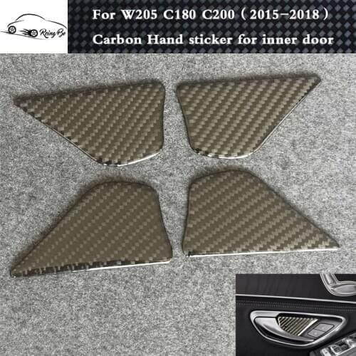 Carbon fiber Accessories Car Interior Door Handle Cover Trim Stickers For Benz W205 C Class C180 C200 GLC260