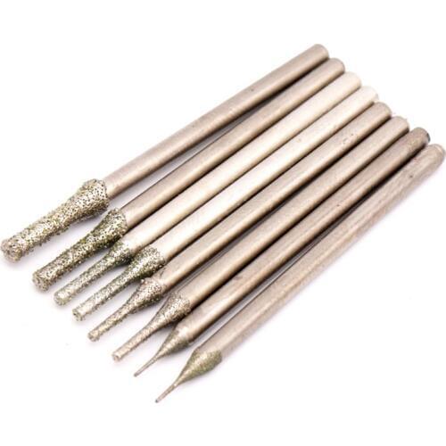 10pcs 2.35mm Shank Diamond Grinding Head Burr Needle Point Engraving Carving Polishing Glass Jade Stone Drill Bits Rotary Tools