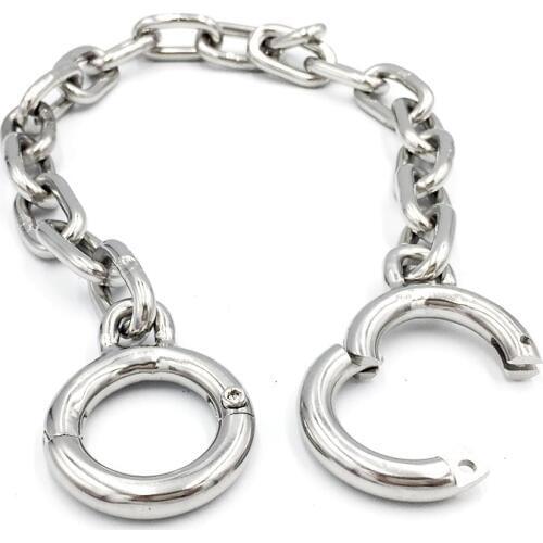 New stainless steel metal bdsm bondage toe slave restraint lock with chain SM erotic couples adult game Sex toys for man woman