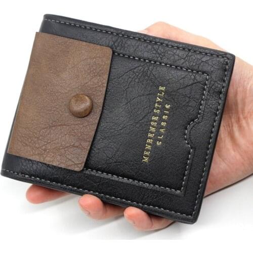 Business PU Leather Wallets Men Fashion Solid Card Holder Vintage Money Bag Zipper Multi-Card Purses Small Coin Gift For Male