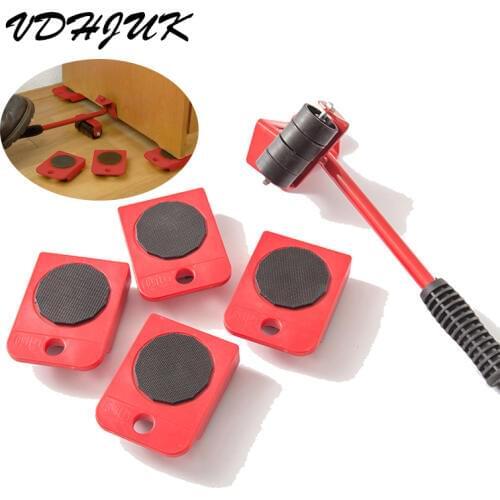 Home Trolley Lift And Move Slides Kit Easily System For Heavy Furniture 4 PC Rollers & 1PC Furniture Lifter Mover Transport set