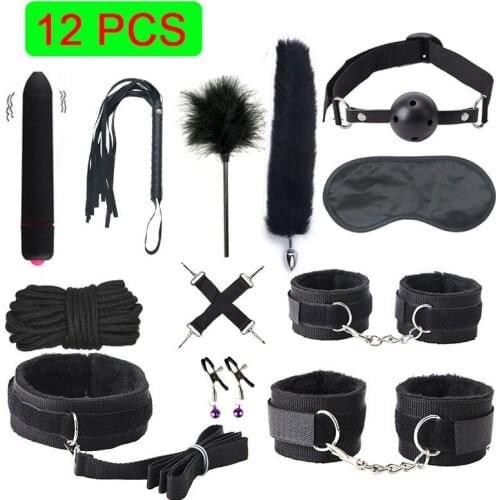 Exotic Sex Products For Adults Games Leather Bondage BDSM Kits Handcuffs Sex Toys Whip Gag Tail Plug Women Sex Accessories