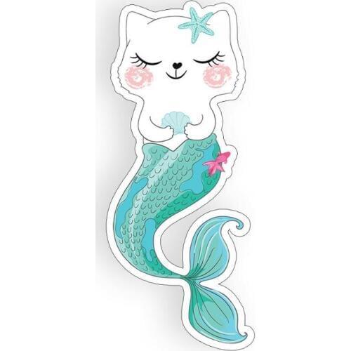 Elegant cat mermaid sticker shy kitten laptop cup window bumper vinyl applique decoration