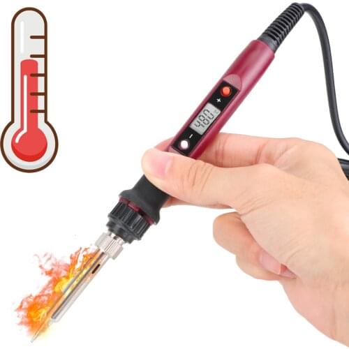 Ceramic Heater Soldering Tips Welding Tool Temperature Adjustable US/EU/UK Plug 80W Electric Soldering Iron LCD Digital Display