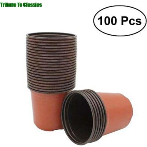 100Pcs 90mmx80mm Plastic Nursery Pot Seedlings Flower Plant Container Garden Seed